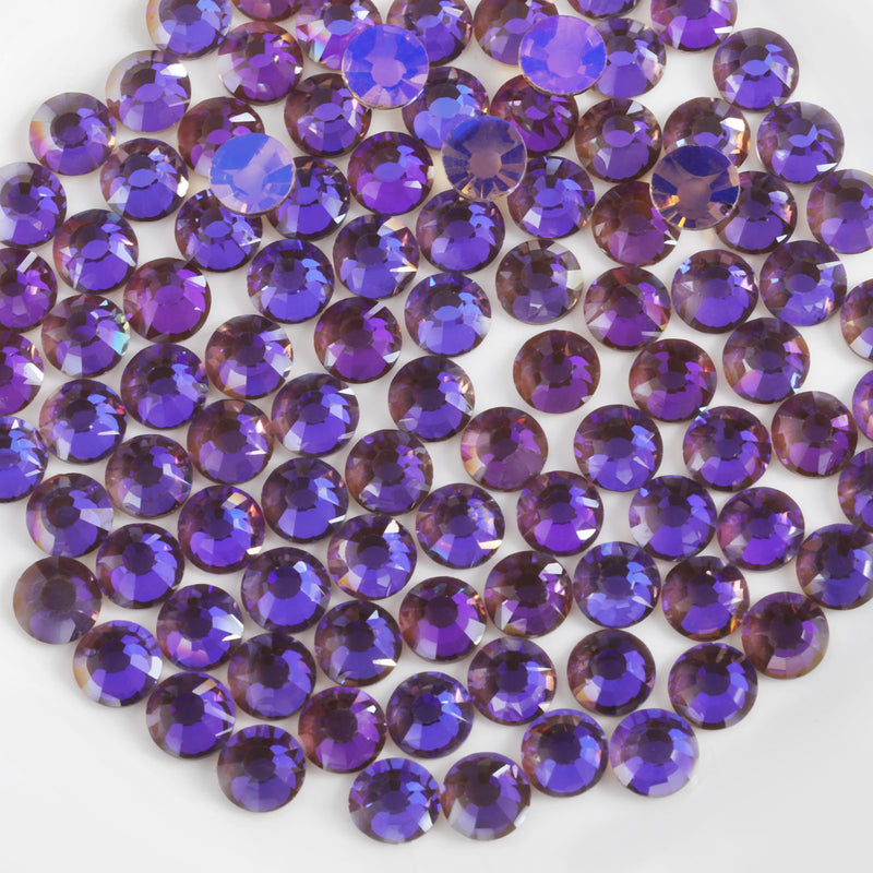 Beadsland Flat Back Crystal Rhinestones Round Gems For Nail Art And Craft Glue Fix - Aurora Purple