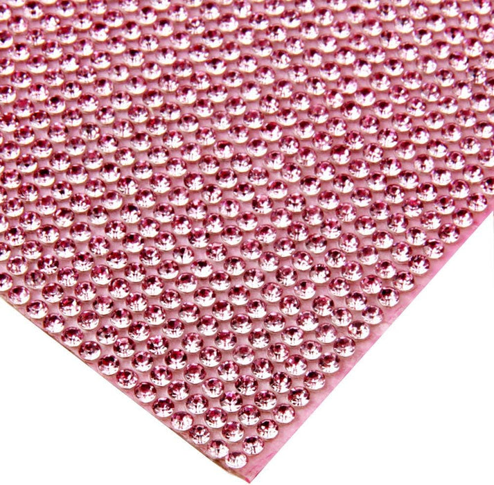Beadsland Rhinestone Trim in Size 240X400mm,Hotfix Rhinestone Mesh Banding Bridal Beaded Applique in Sheet for Dresses with 2mm Rhinestones (Pink)