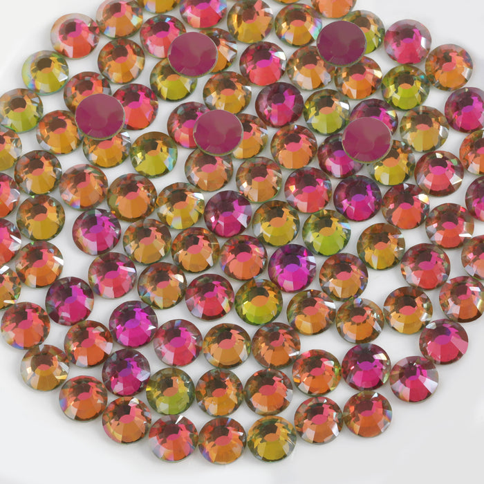 Beadsland Flat Back Crystal Rhinestones Round Gems For Nail Art And Craft Glue Fix - Aurora Red
