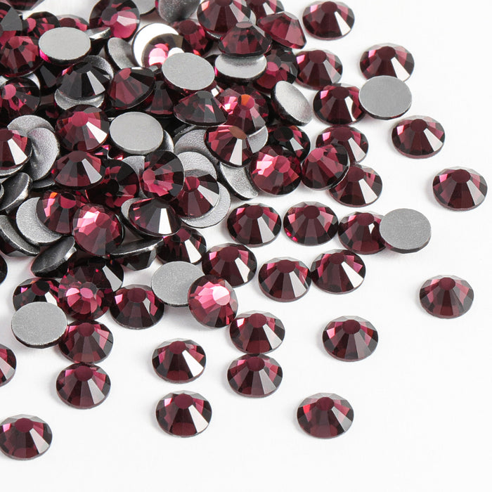 Beadsland - Diamantes de imitación de cristal con parte trasera plana, gemas redondas para decoración de uñas y pegamento para manualidades, color amatista