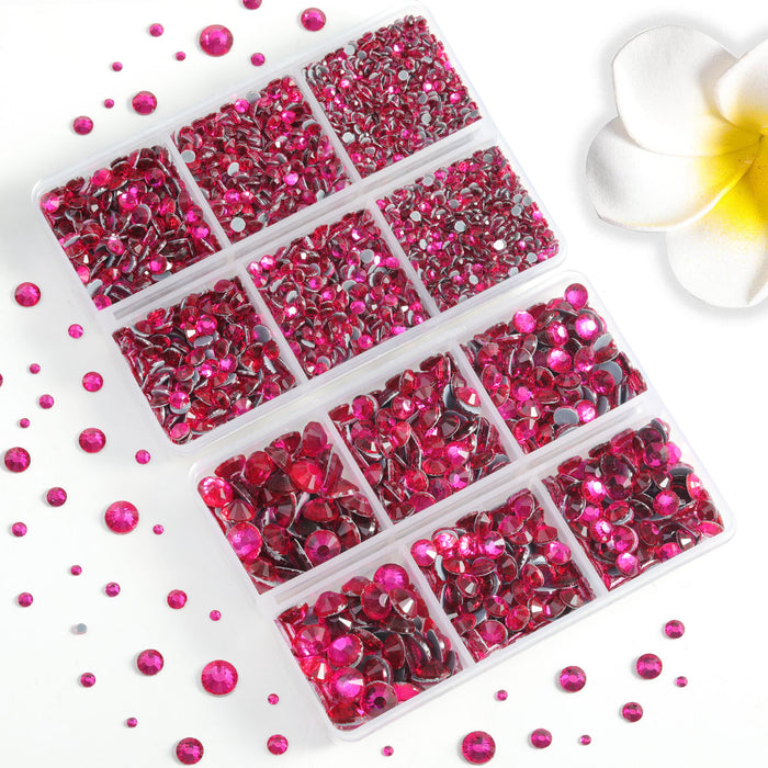 6736pcs Hotfix Rhinestones for Crafts Clothes Mixed 5 Sizes, Hotfix Crystals with Tweezers and Wax Pencil Kit, SS6-SS30-Hot Pink