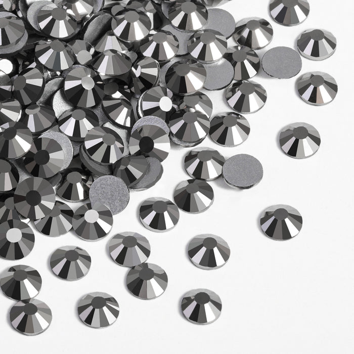 Beadsland - Diamantes de imitación de cristal con parte trasera plana, gemas redondas para decoración de uñas y pegamento para manualidades, hematita