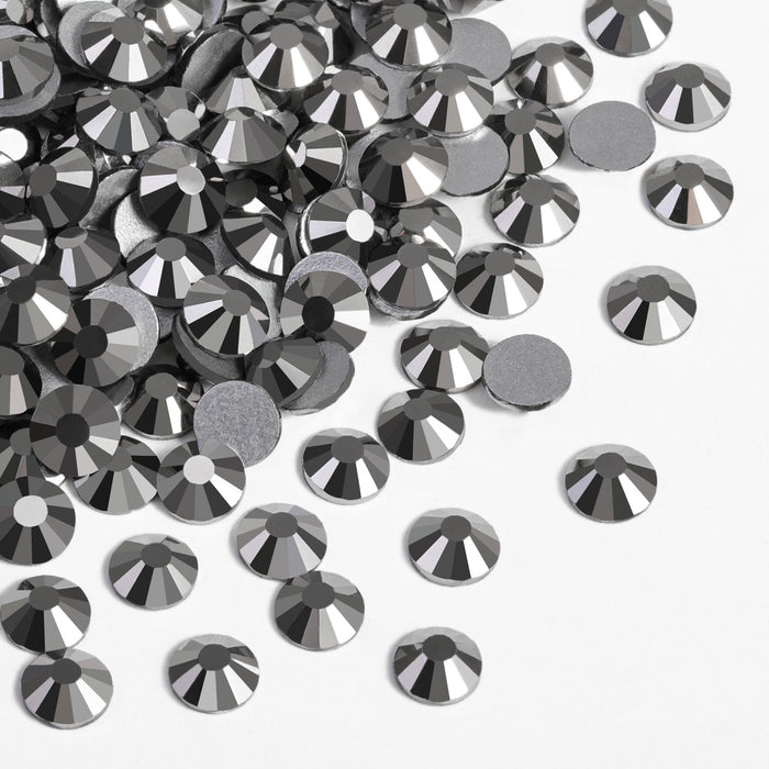 Beadsland Flat Back Crystal Rhinestones Round Gems For Nail Art And Craft Glue Fix - Hematite