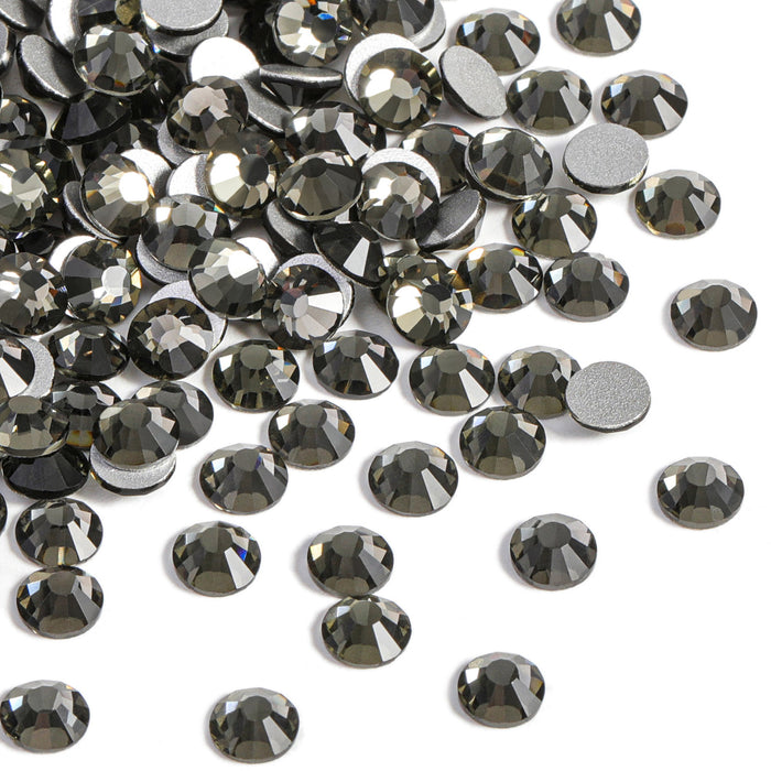 Beadsland Flat Back Crystal Rhinestones Round Gems For Nail Art And Craft Glue Fix - Black Diamond