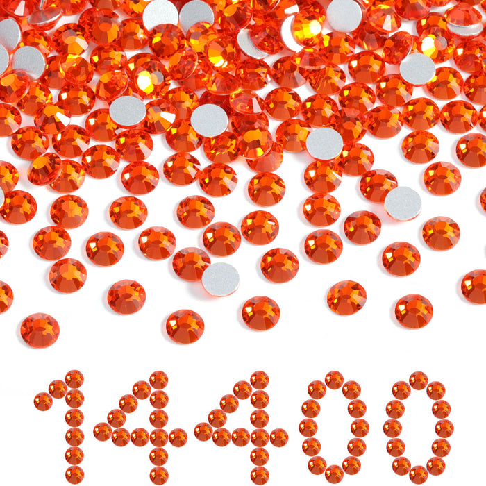 Beadsland Flatback-Strasssteine, 14.400 Stück, für Nägel, Basteln, Kleidung, DIY-Dekoration, SS6-SS30-Orange