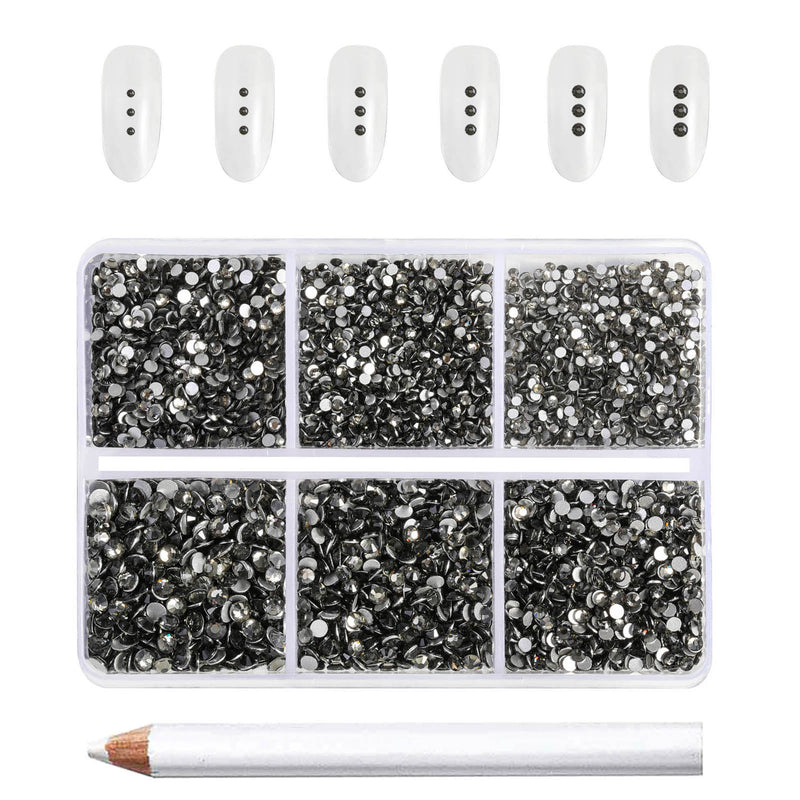Beadsland 7200 Stück Strasssteine ​​mit flacher Rückseite, Nagelsteine, runde Kristall-Strasssteine ​​zum Basteln, gemischt in 6 Größen mit Wachsstift-Set, SS3-SS10- Crystal AB
