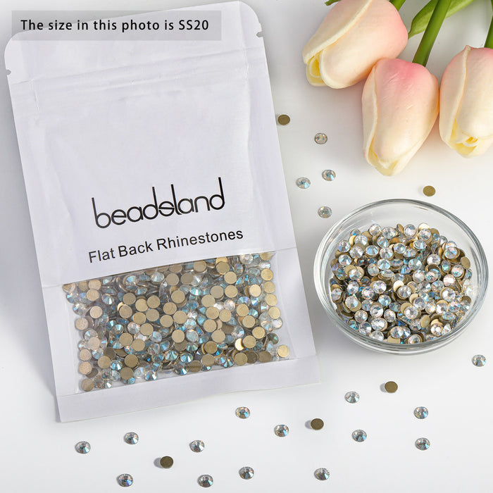 Beadsland Kristall-Strasssteine ​​mit flacher Rückseite, runde Edelsteine ​​für Nagelkunst und Bastelarbeiten, zum Kleben – Blue Moonlight