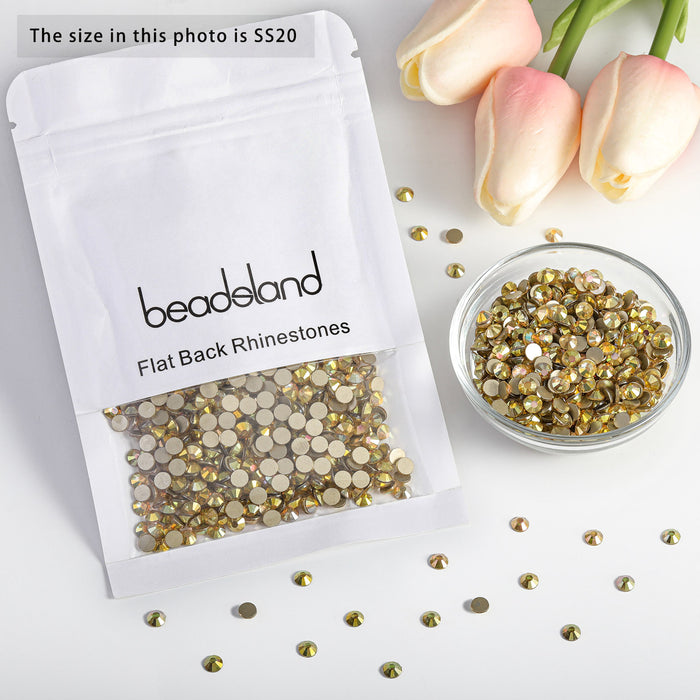 Beadsland Kristall-Strasssteine ​​mit flacher Rückseite, runde Edelsteine ​​für Nagelkunst und Bastelarbeiten, zum Kleben – Metalsunlight