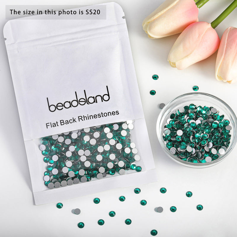 Beadsland Flat Back Crystal Rhinestones Round Gems For Nail Art And Craft Glue Fix - Blue Zircon