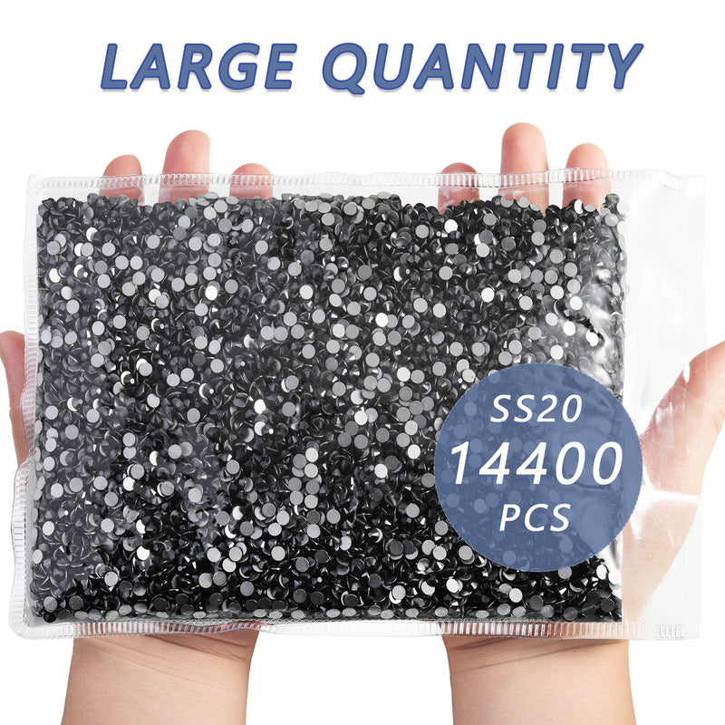 Beadsland Flatback Rhinestones Bulk, Rhinestones for Nails Crafts Clothes DIY Decoration, Jet Hematite