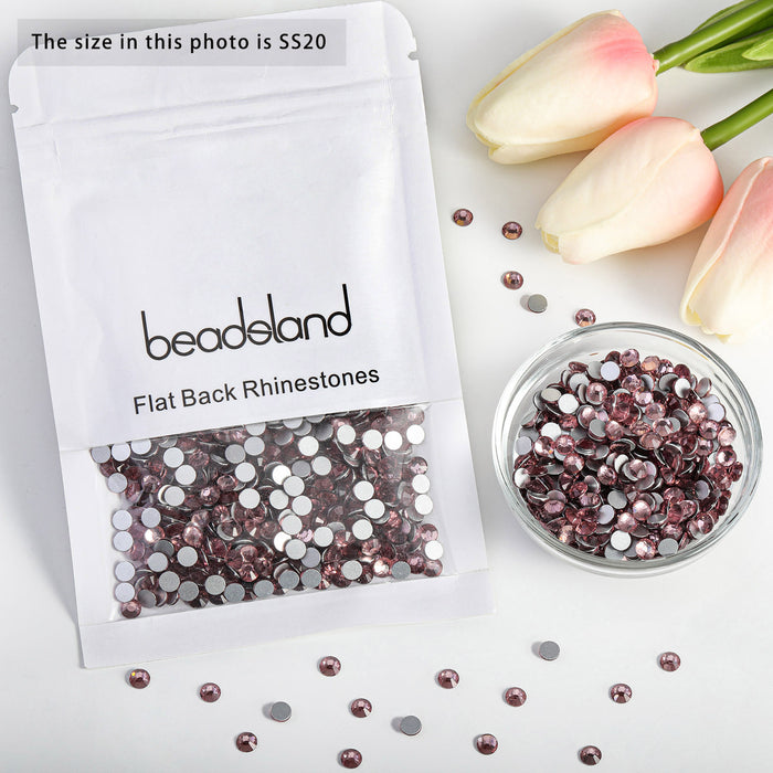 Beadsland Flat Back Crystal Rhinestones Round Gems For Nail Art And Craft Glue Fix- Light purple