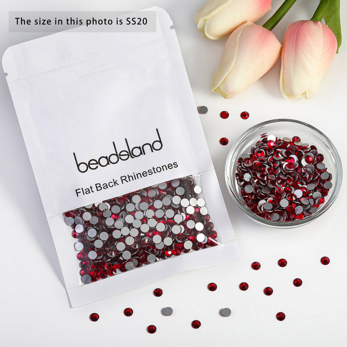 Beadsland Flat Back Crystal Rhinestones Round Gems For Nail Art And Craft Glue Fix- Dark Siam