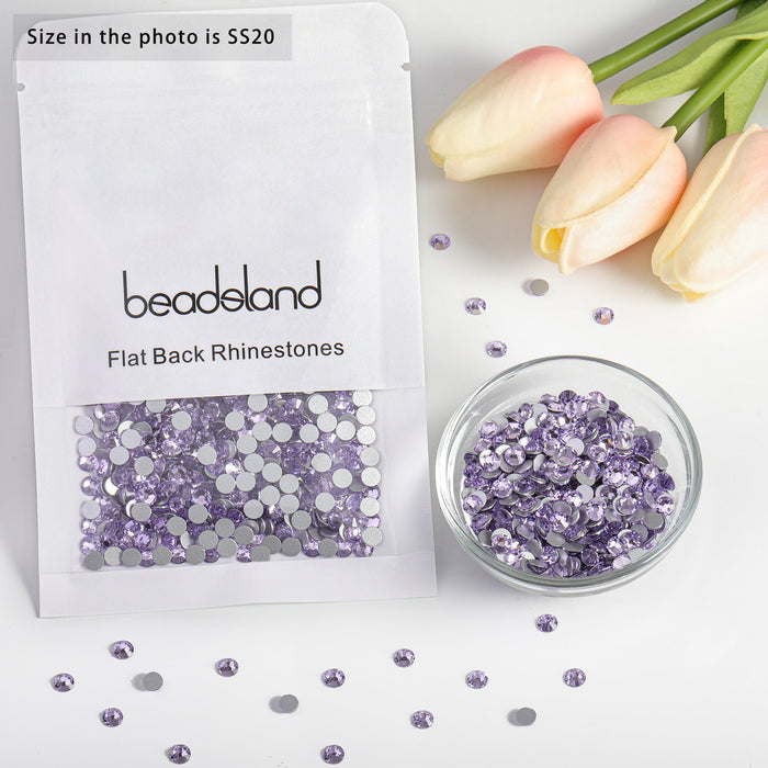 Beadsland Flat Back Crystal Rhinestones Round Gems For Nail Art And Craft Glue Fix - Violet
