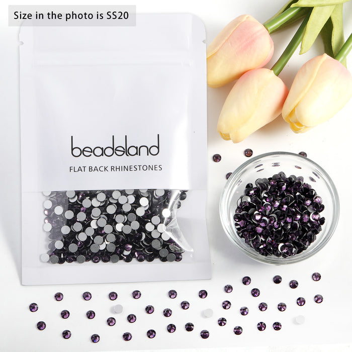 Beadsland Flat Back Crystal Rhinestones Round Gems For Nail Art And Craft Glue Fix- Tanzanite