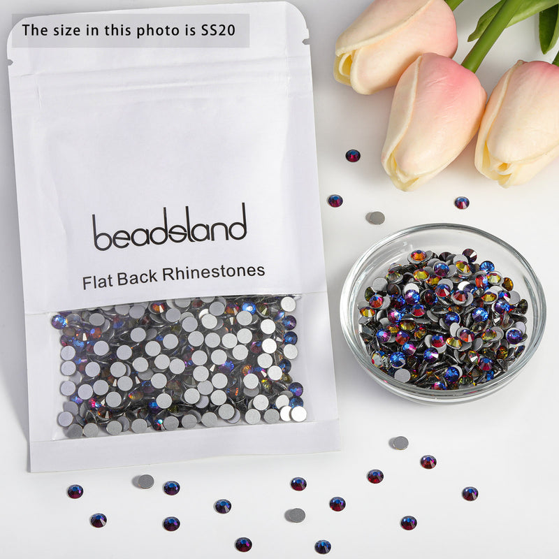Beadsland Flat Back Crystal Rhinestones Round Gems For Nail Art And Craft Glue Fix - Blue Volcano