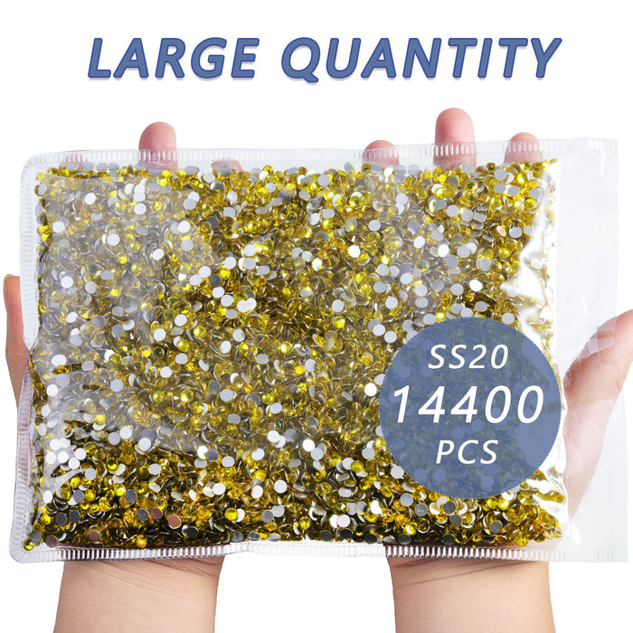 Beadsland Flatback Rhinestones Bulk, Rhinestones for Nails Crafts Clothes DIY Decoration, Lemon Yellow