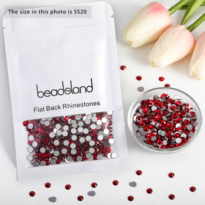 Beadsland Flat Back Crystal Rhinestones Round Gems For Nail Art And Craft Glue Fix - Siam