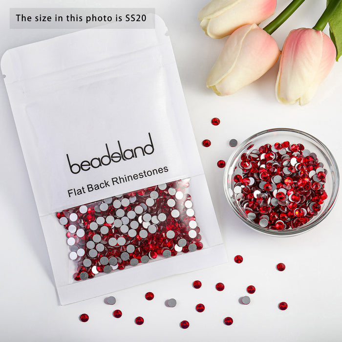 Beadsland Kristall-Strasssteine ​​mit flacher Rückseite, runde Edelsteine ​​für Nagelkunst und Bastelarbeiten, zum Kleben – Light Siam