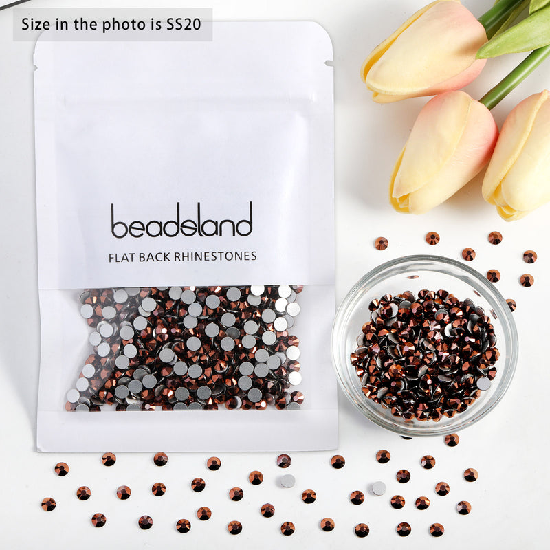 Beadsland Flat Back Crystal Rhinestones Round Gems For Nail Art And Craft Glue Fix- Rose Gold
