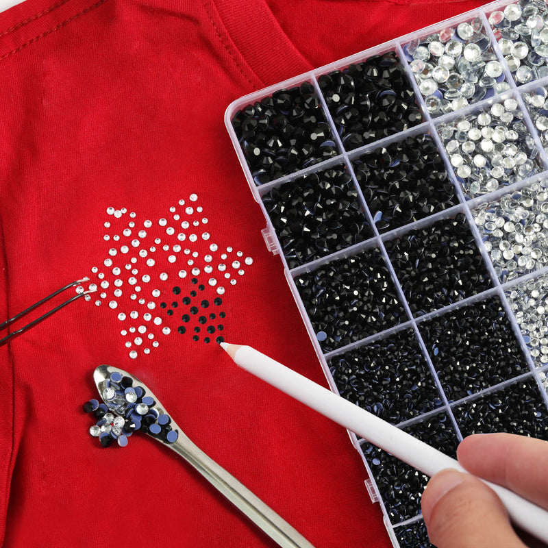 Hotfix Rhinestones Kit,Crystal and Black, Mixed 5 Sizes 14400pcs