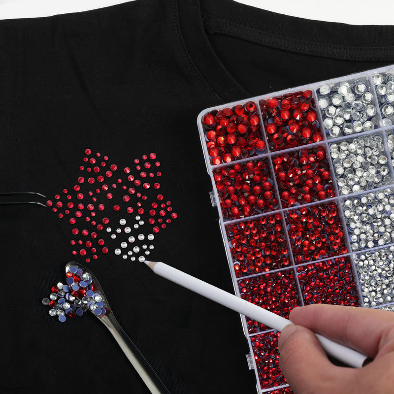 Hotfix Rhinestones Kit,Crystal and Siam, Mixed 5 Sizes 14400pcs