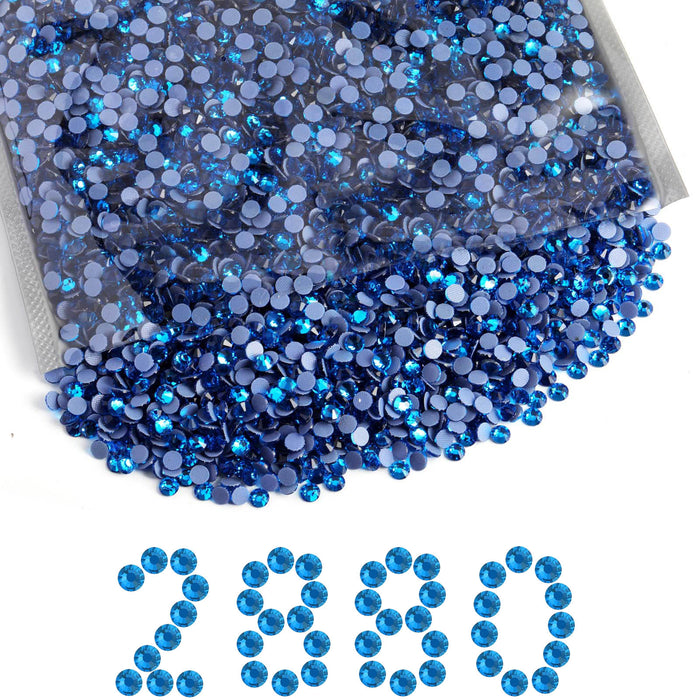 Beadsland Hotfix Rhinestones Bulk, Hot Fix Rhinestones for Crafts Clothes DIY Decoration, Capri Blue