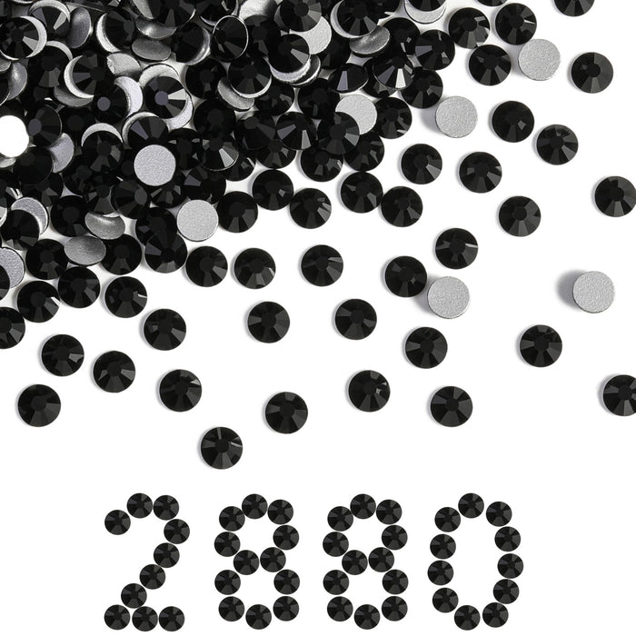 Beadsland Flatback-Strasssteine, 14.400 Stück, für Nägel, Basteln, Kleidung, DIY-Dekoration, SS6-SS30-Jet Black
