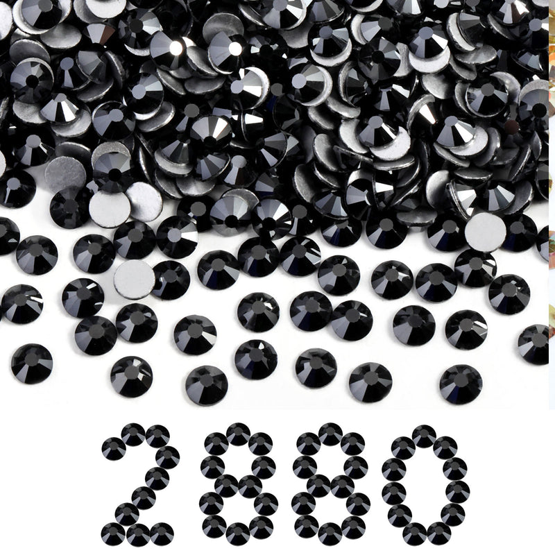 Beadsland Flatback Rhinestones Bulk, Rhinestones for Nails Crafts Clothes DIY Decoration, Jet Hematite