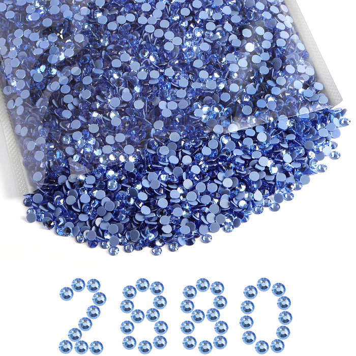 Beadsland Hotfix Rhinestones Bulk, 14400pcs Hot Fix Rhinestones para manualidades Ropa DIY Decoración, SS10-SS30-Sapphire