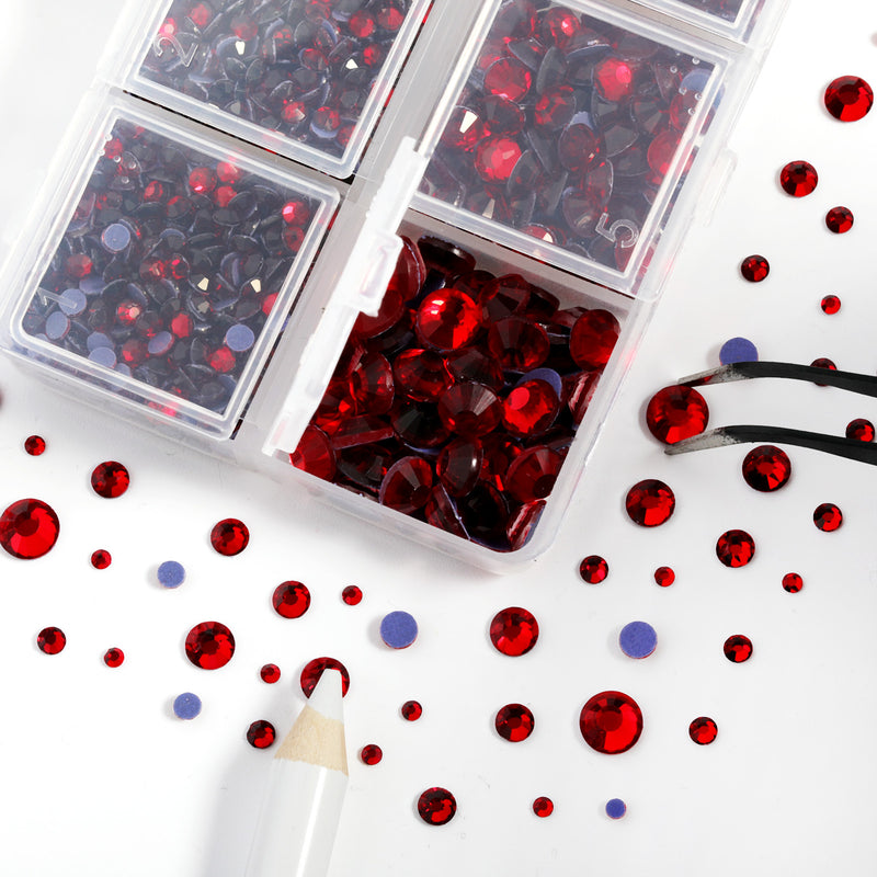 Hotfix Rhinestones 3960pcs, Rhinestone for Clothes, Hot Fix Crystals Rhinestones with Tweezers and Wax Pencil Kit,Mixed 5 Sizes, SS6-SS30, Siam