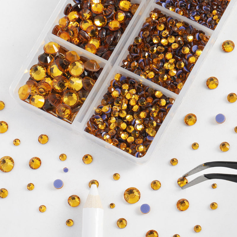 Hotfix Rhinestones 3960pcs, Rhinestone for Clothes, Hot Fix Crystals Rhinestones with Tweezers and Wax Pencil Kit,Mixed 5 Sizes, SS6-SS30, Topaz
