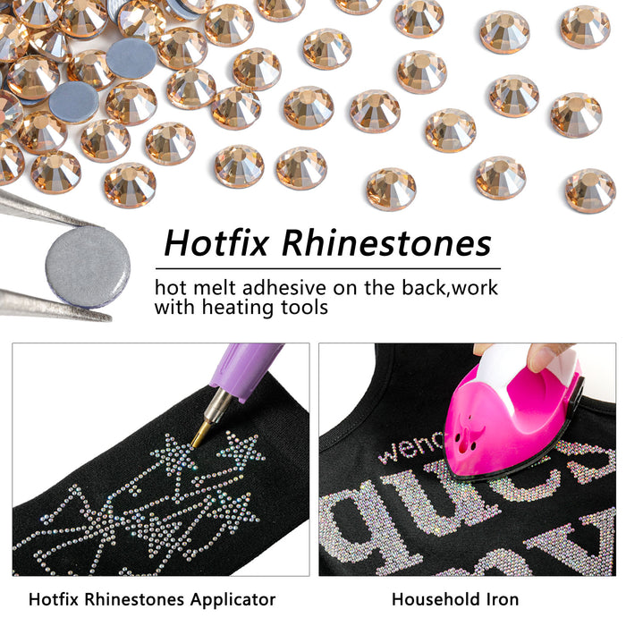 Beadsland Hotfix Rhinestones, Crystal Rhinestones for Crafts Clothes DIY Decoration-Golden Shadow
