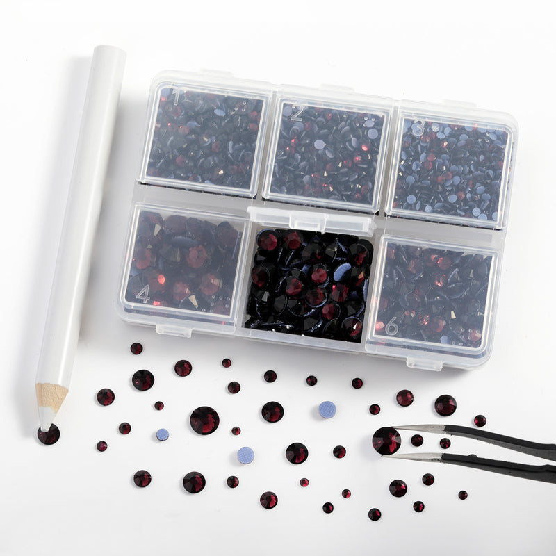 BEADSLAND Hotfix Rhinestones, 4000 PCS Purple Rhinestones for Clothes Crafts Mixed 6 Sizes with Wax Pencil and Tweezers Kit, SS6-SS30, Amethyst