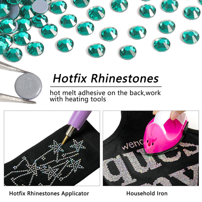 Beadsland Hotfix Rhinestones, Crystal Rhinestones for Crafts Clothes DIY Decoration- Blue Zircon