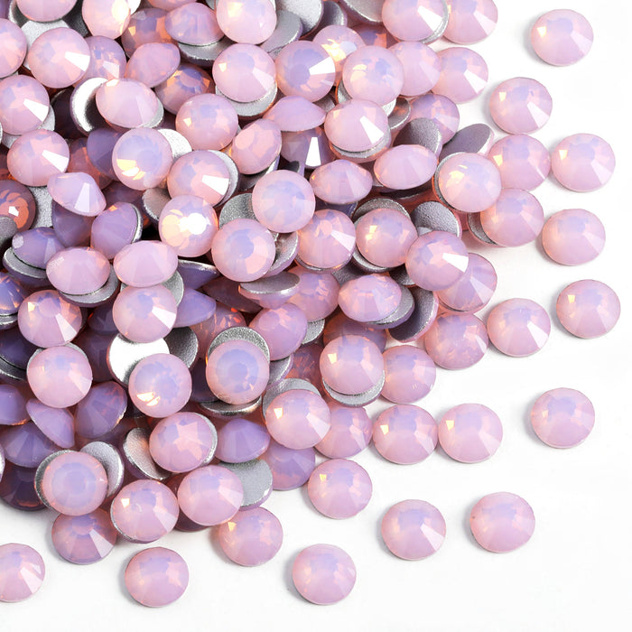 Beadsland Flat Back Crystal Rhinestones Round Gems For Nail Art And Craft Glue Fix - Light Rose Opal