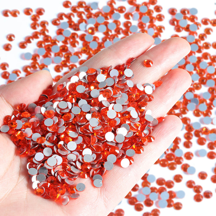 Beadsland Flatback Rhinestones Bulk, Rhinestones for Nails Crafts Clothes DIY Decoration, SS6-SS30-Orange
