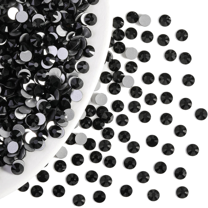 Beadsland Flatback-Strasssteine, 14.400 Stück, für Nägel, Basteln, Kleidung, DIY-Dekoration, SS6-SS30-Jet Black