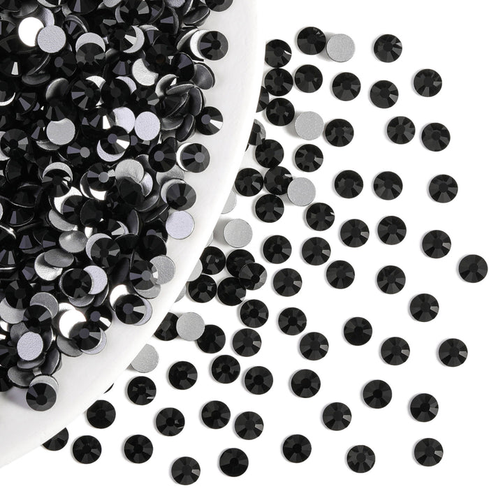 Beadsland Flatback Strass Bulk, 14400 piezas de diamantes de imitación para uñas, manualidades, ropa, decoración de bricolaje, SS6-SS30-Jet Black