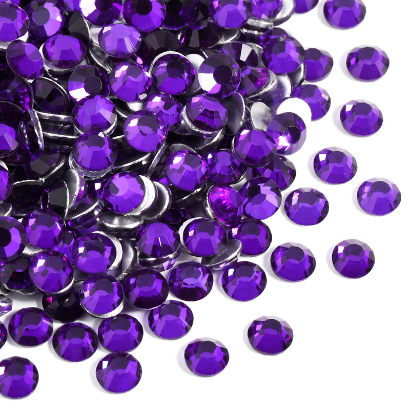 Beadsland Flat Back Crystal Rhinestones Round Gems For Nail Art And Craft Glue Fix - Pure Purple