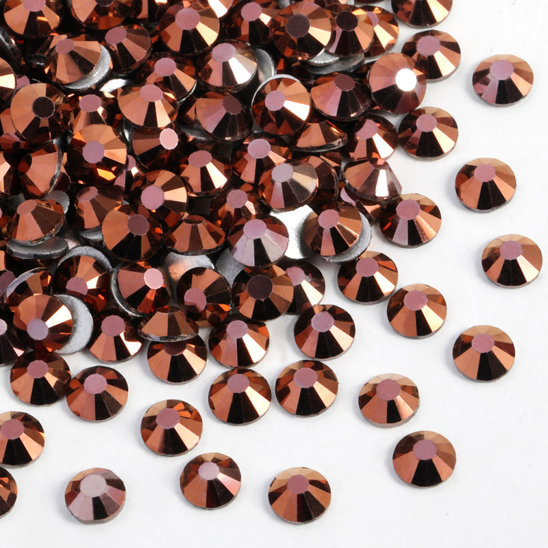 Beadsland Flat Back Crystal Rhinestones Round Gems For Nail Art And Craft Glue Fix- Rose Gold