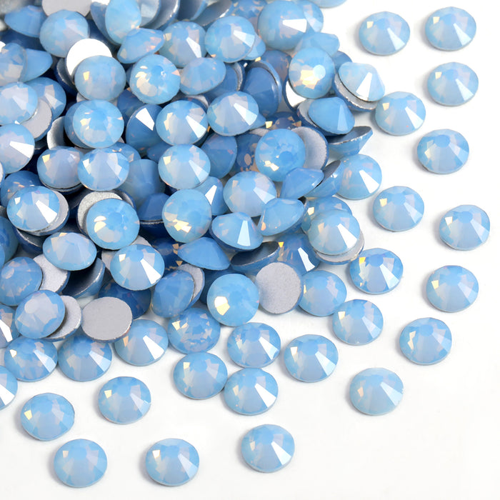 Beadsland Flat Back Crystal Rhinestones Round Gems For Nail Art And Craft Glue Fix - Blue Opal