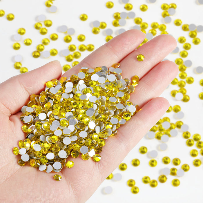 Beadsland Flatback Rhinestones a granel, 14400 piezas de diamantes de imitación para uñas, artesanías, ropa, decoración de bricolaje, SS6-SS30-Lemon Yellow