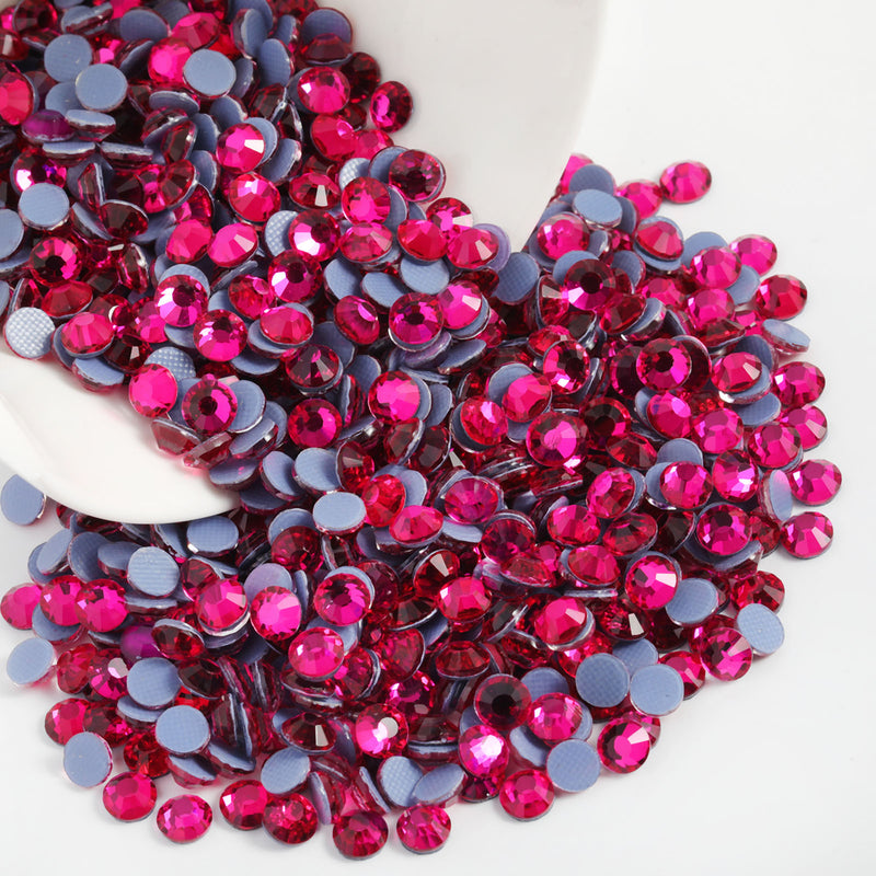 Beadsland Hotfix Rhinestones, Crystal Rhinestones for Crafts Clothes DIY Decoration- Hot Pink