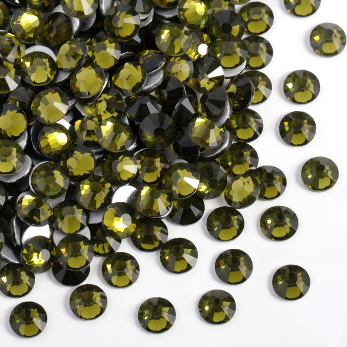 Beadsland Flat Back Crystal Rhinestones Round Gems For Nail Art And Craft Glue Fix- Olivine
