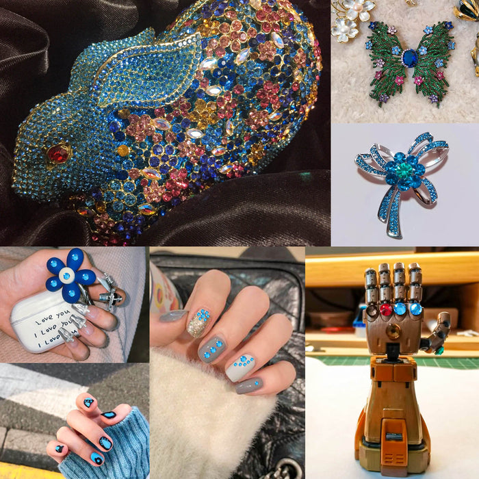 Beadsland Kristall-Strasssteine ​​mit flacher Rückseite, runde Edelsteine ​​für Nagelkunst und Bastelarbeiten, zum Kleben – Capriblau