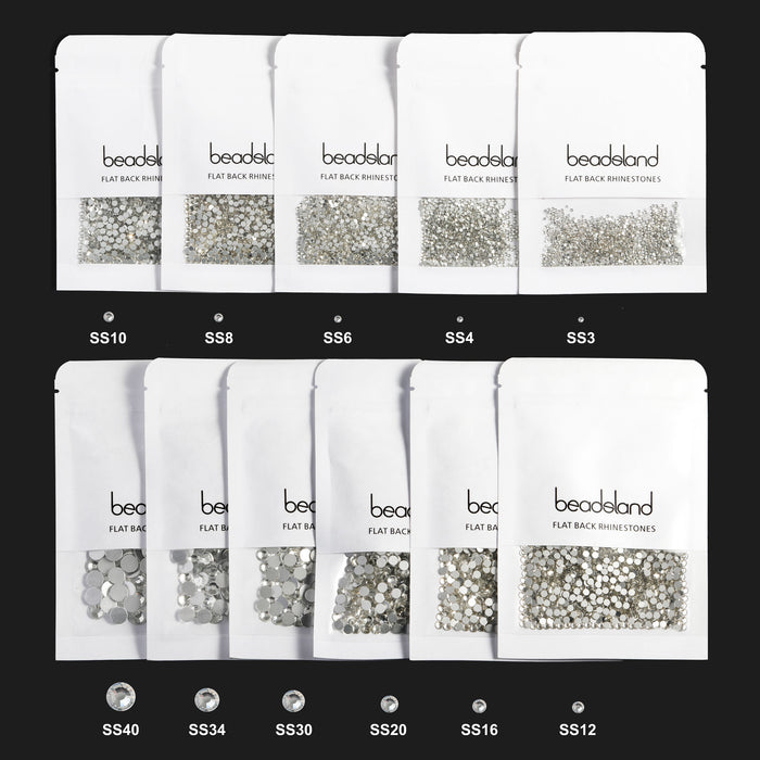Beadsland Flat Back Crystal Rhinestones Round Gems For Nail Art And Craft Glue Fix - Amber
