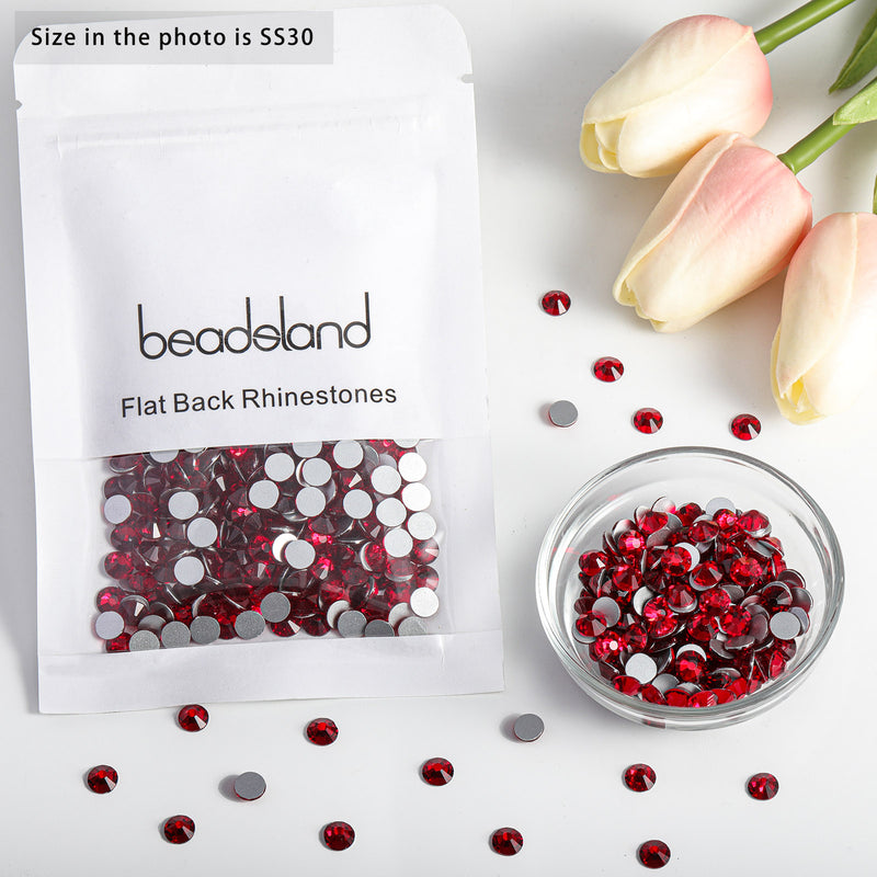 Gemas redondas de diamantes de imitación de cristal con reverso plano de Beadsland para decoración de uñas y pegamento para manualidades - Siam