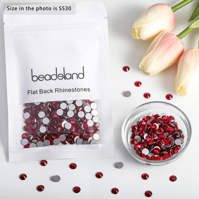 Beadsland Flat Back Crystal Rhinestones Round Gems For Nail Art And Craft Glue Fix - Siam