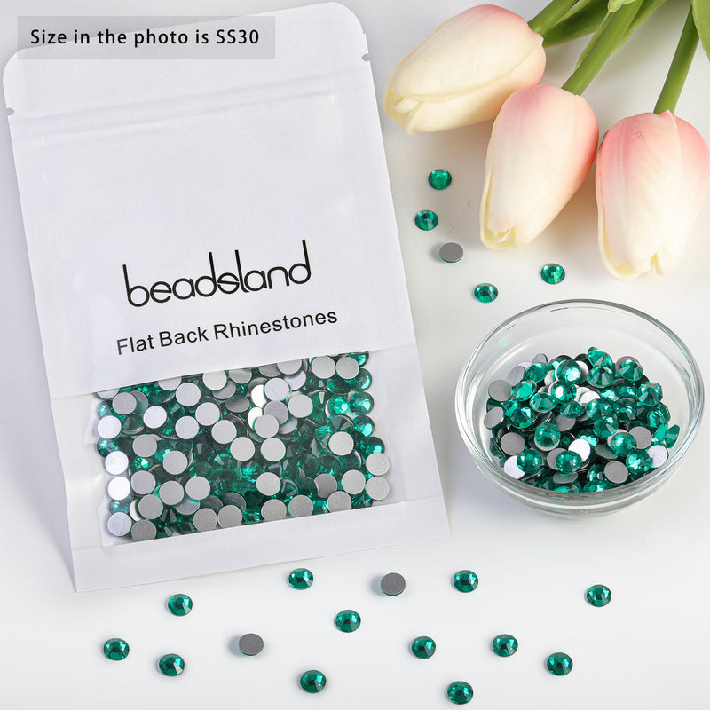 Beadsland Flat Back Crystal Rhinestones Round Gems For Nail Art And Craft Glue Fix - Blue Zircon