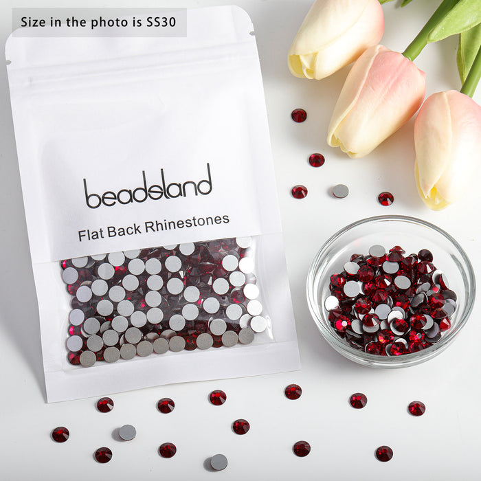 Beadsland Flat Back Crystal Rhinestones Round Gems For Nail Art And Craft Glue Fix- Dark Siam